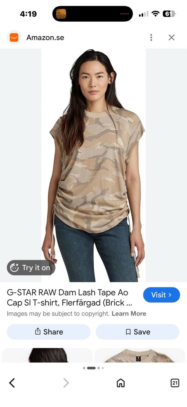 G-Star Lash Tape AO Cap Sleeve T-Shirt 'Camouflage' - Women's Size XS - NWT